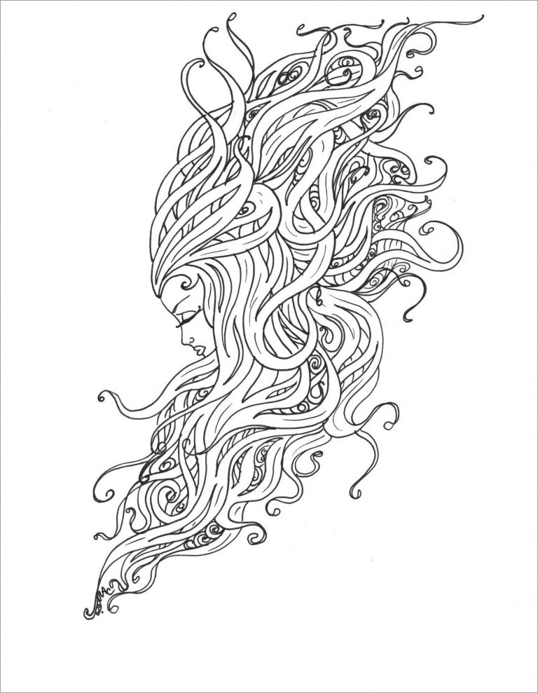 Curly Hair Coloring Pages - ColoringBay