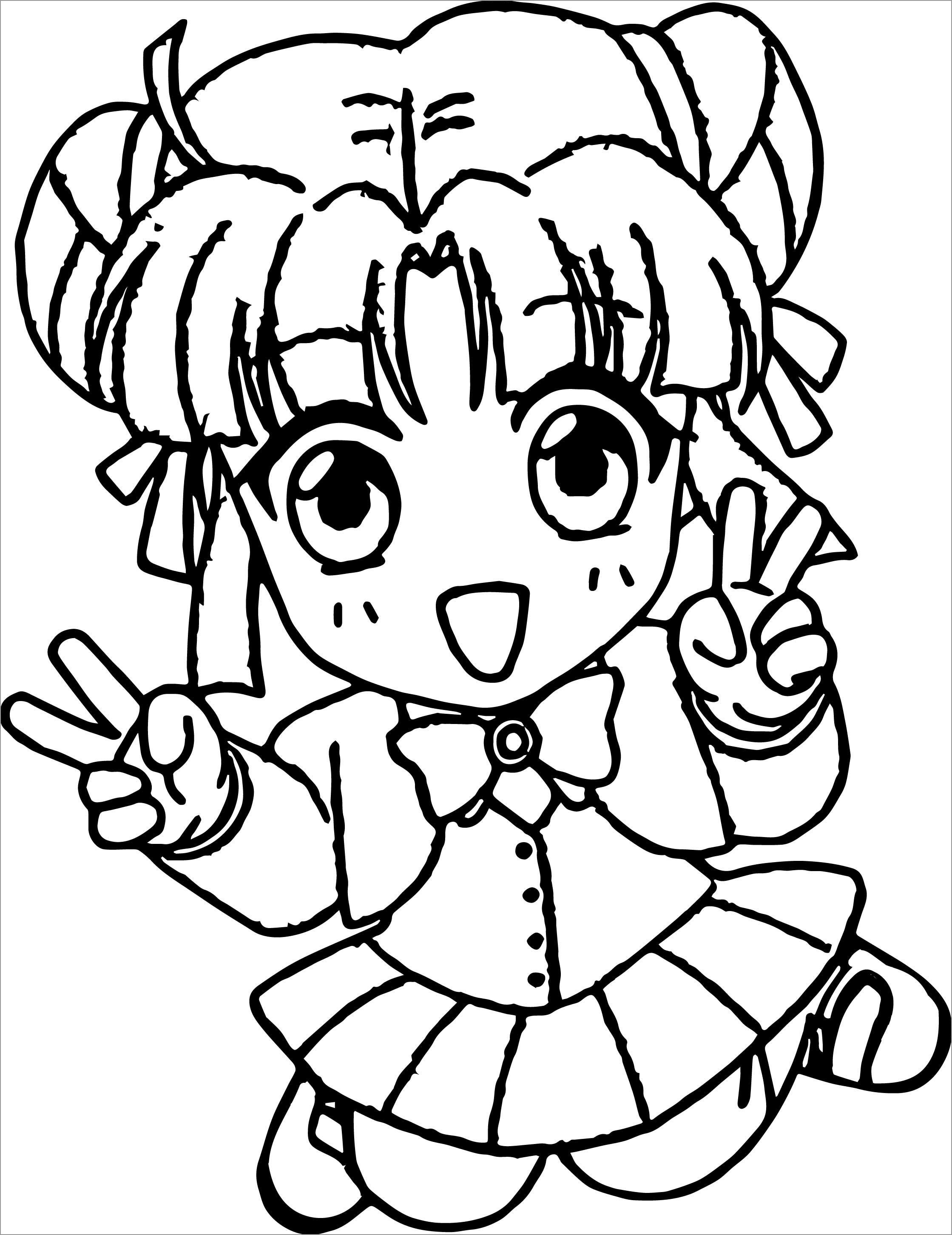 Cute Anime Chibi Girl Coloring Page for Kids   ColoringBay