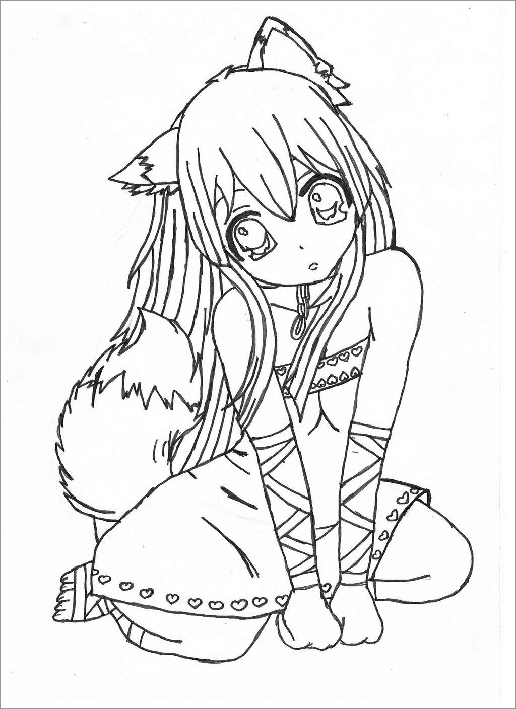 Cute Anime Girl Coloring Page   ColoringBay