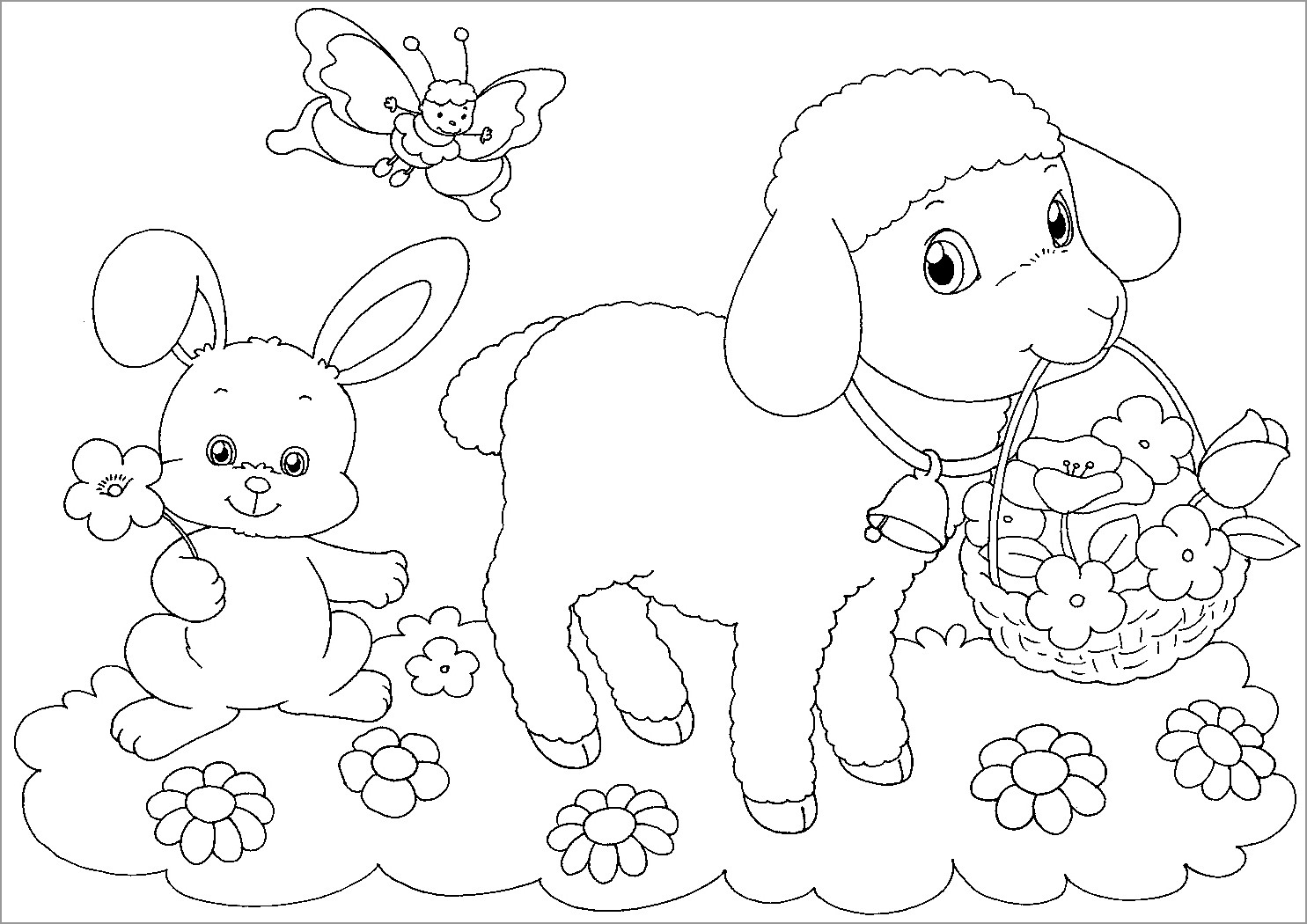 Cute Baby Lamb Coloring Page