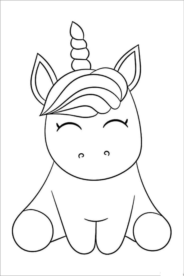 Cute Baby Unicorn Coloring Page   ColoringBay