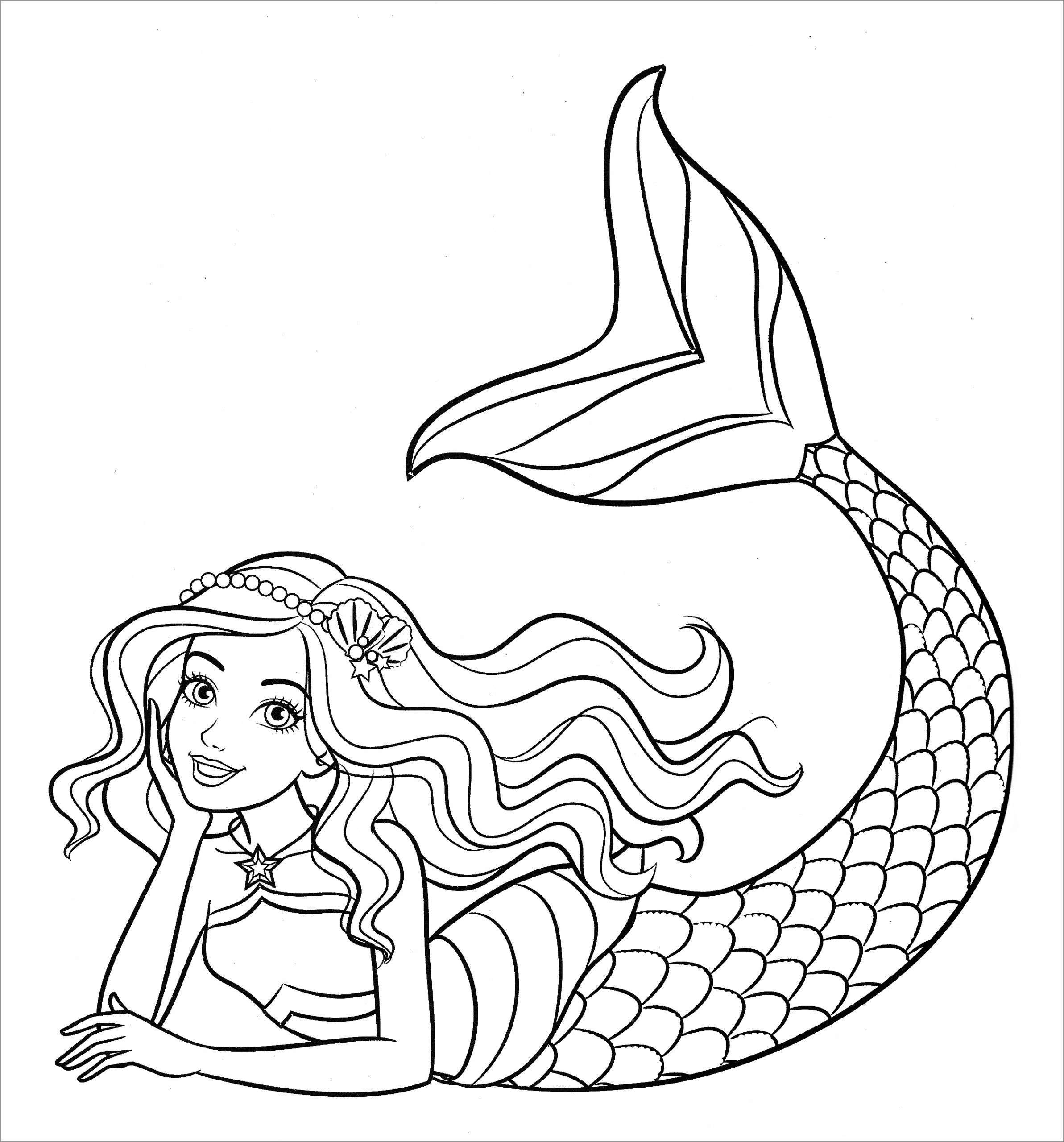Cute Barbie Mermaid Coloring Page   ColoringBay