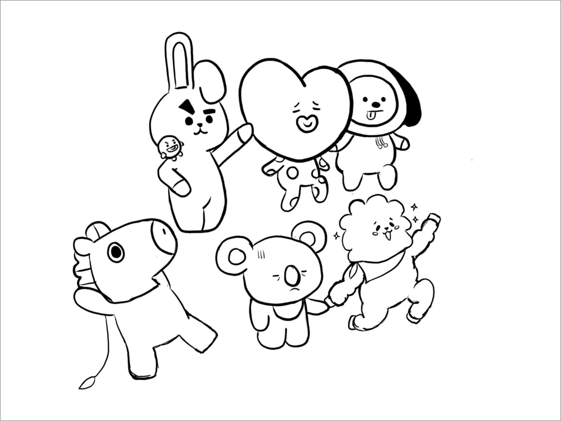 Cute Bt21 Coloring Pages Free Printable Sketch Coloring Page