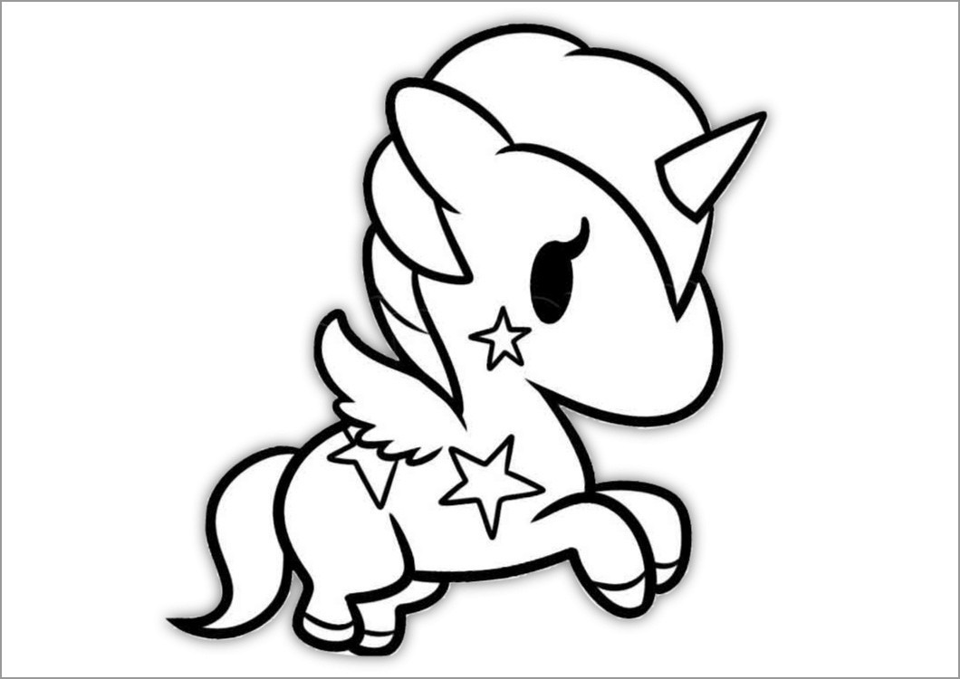 Cute Cartoon Unicorn Coloring Page   ColoringBay