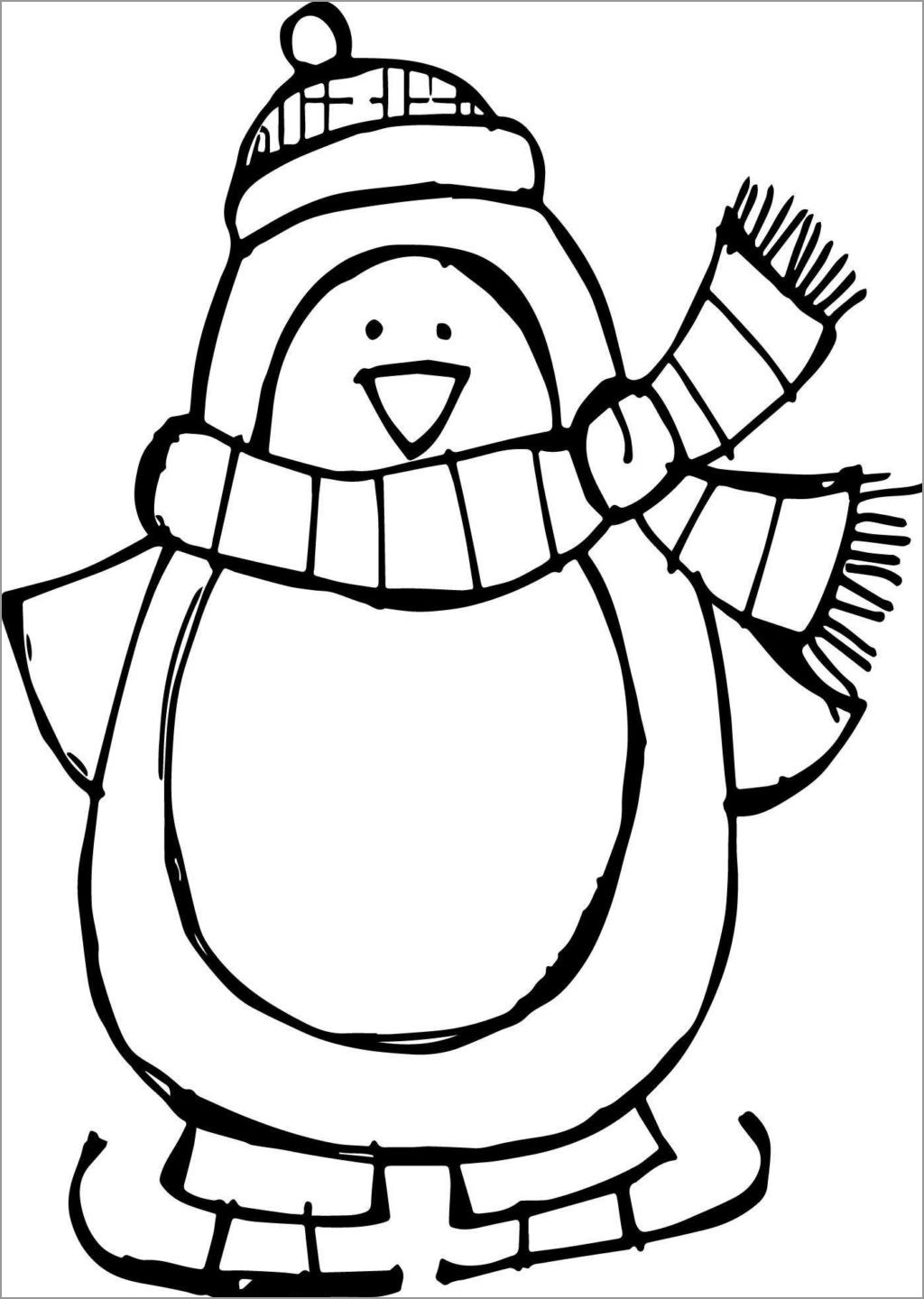 Cute Christmas Penguin Coloring Page   ColoringBay