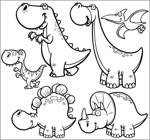 Cute Dinosaurs Coloring Page for Kids