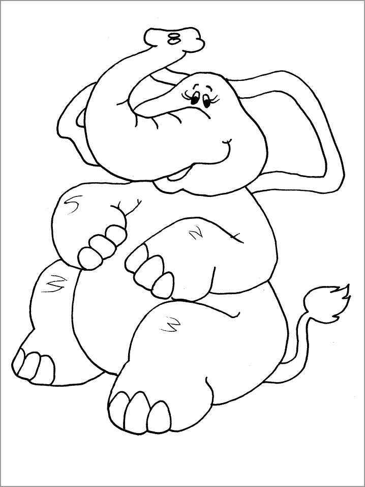Cute Elephant African Animals Coloring Pages