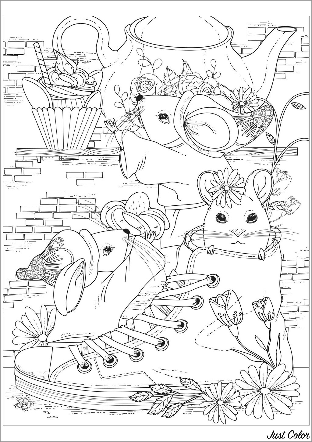 Cute Mouse Coloring Page to Print