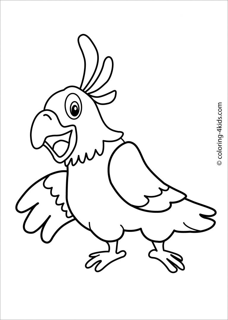 Cute Parrot Coloring Page for Kids   ColoringBay