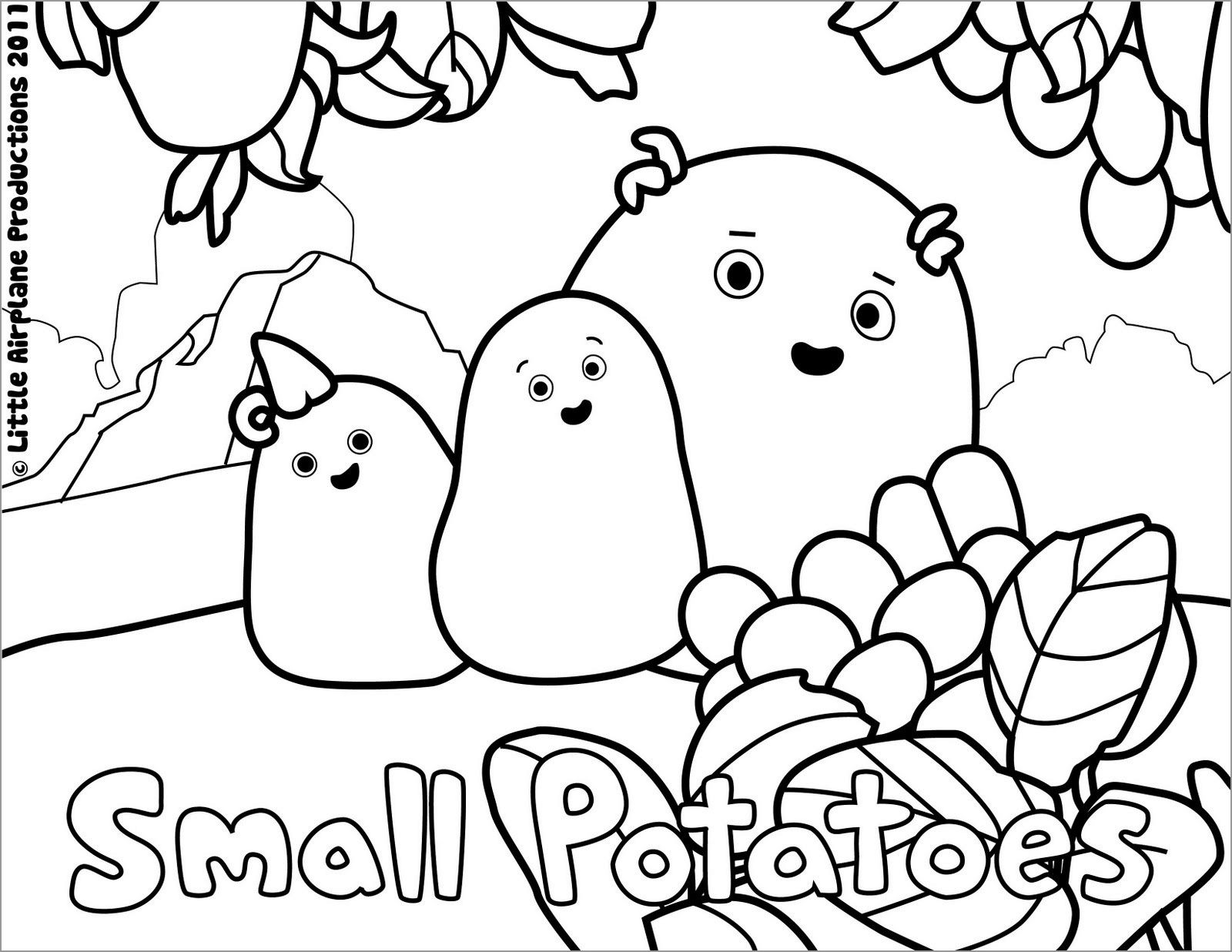 Cute Potatoes Coloring Page for Kids