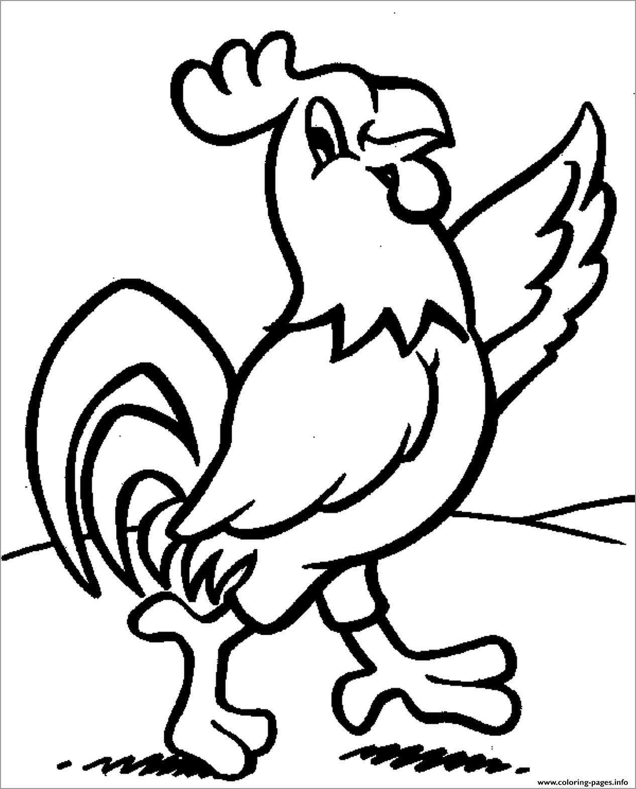 Cute Rooster Coloring Page for Kids