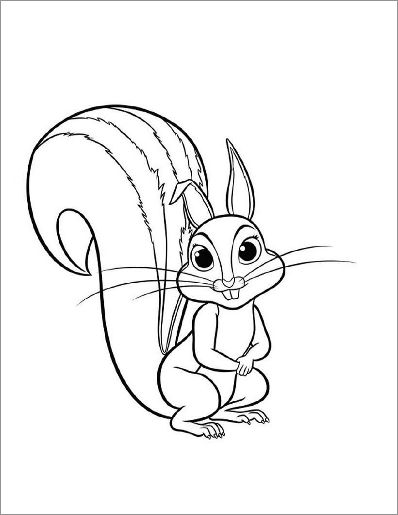 Cute Squirrel Coloring Page for Kids