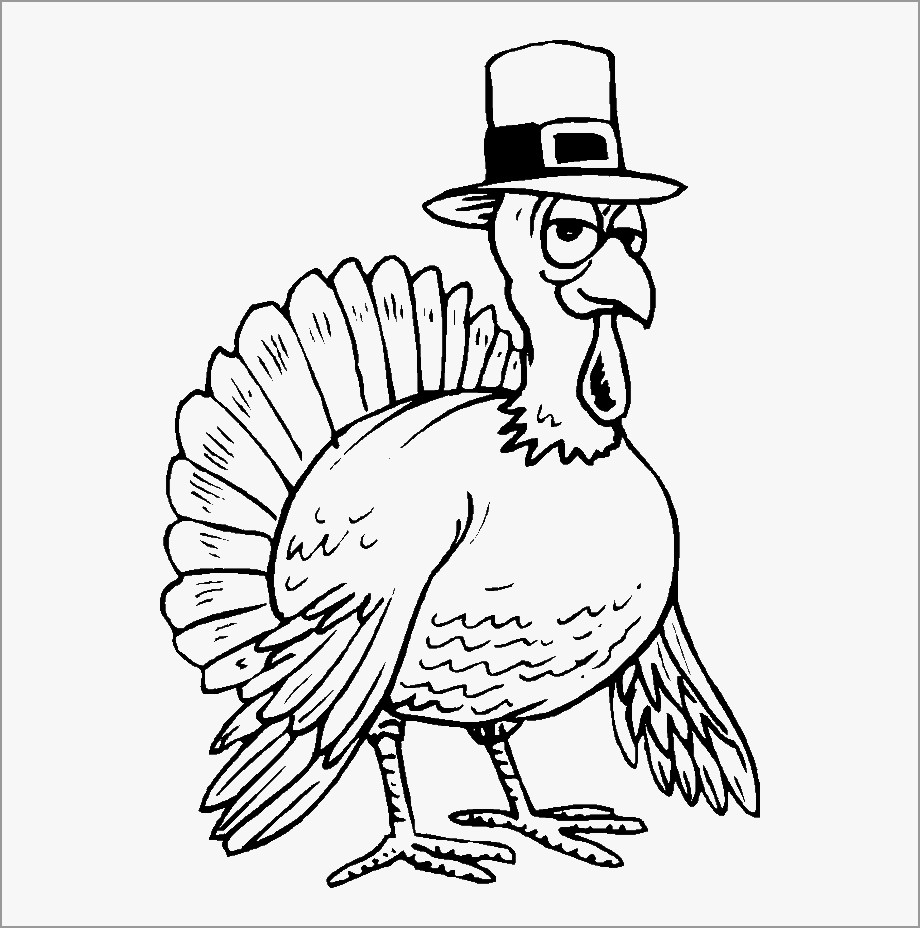 Cute Turkey Coloring Page for Kids