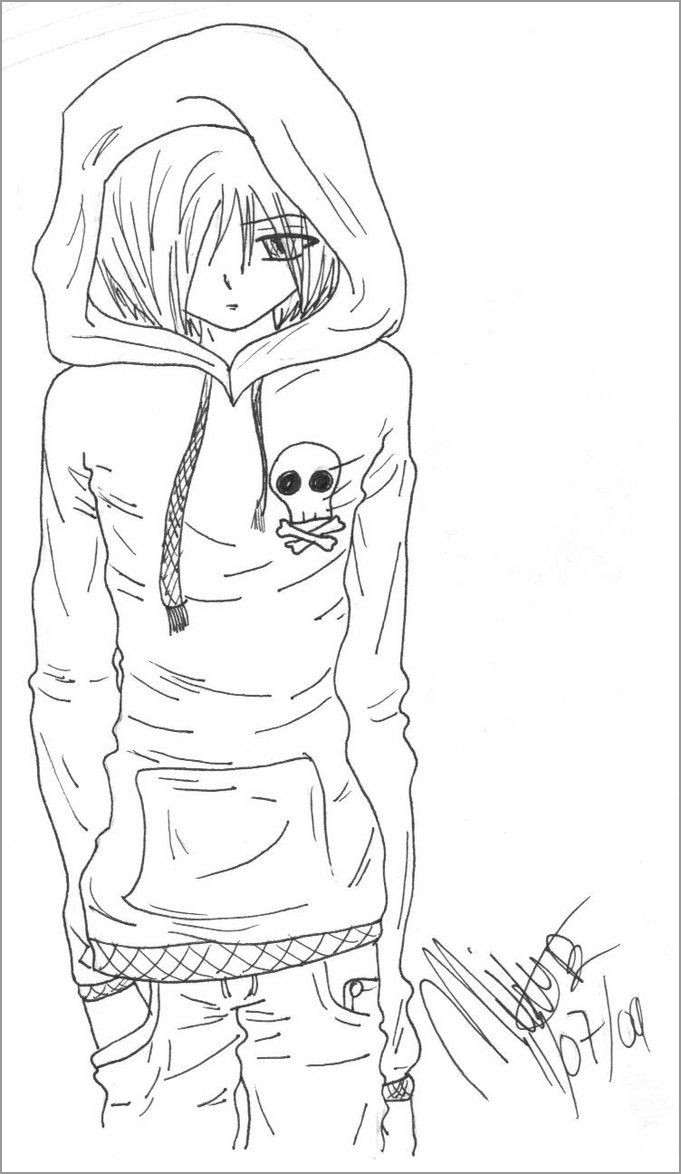 Demon Anime Guy Coloring Page   ColoringBay