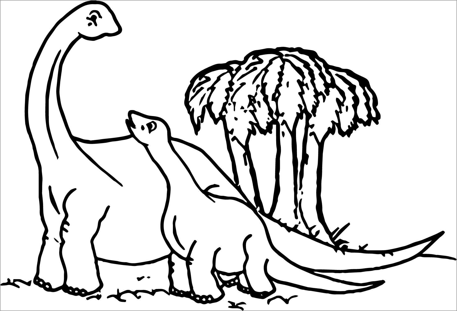 Dinosaur Moms and Baby Coloring Page