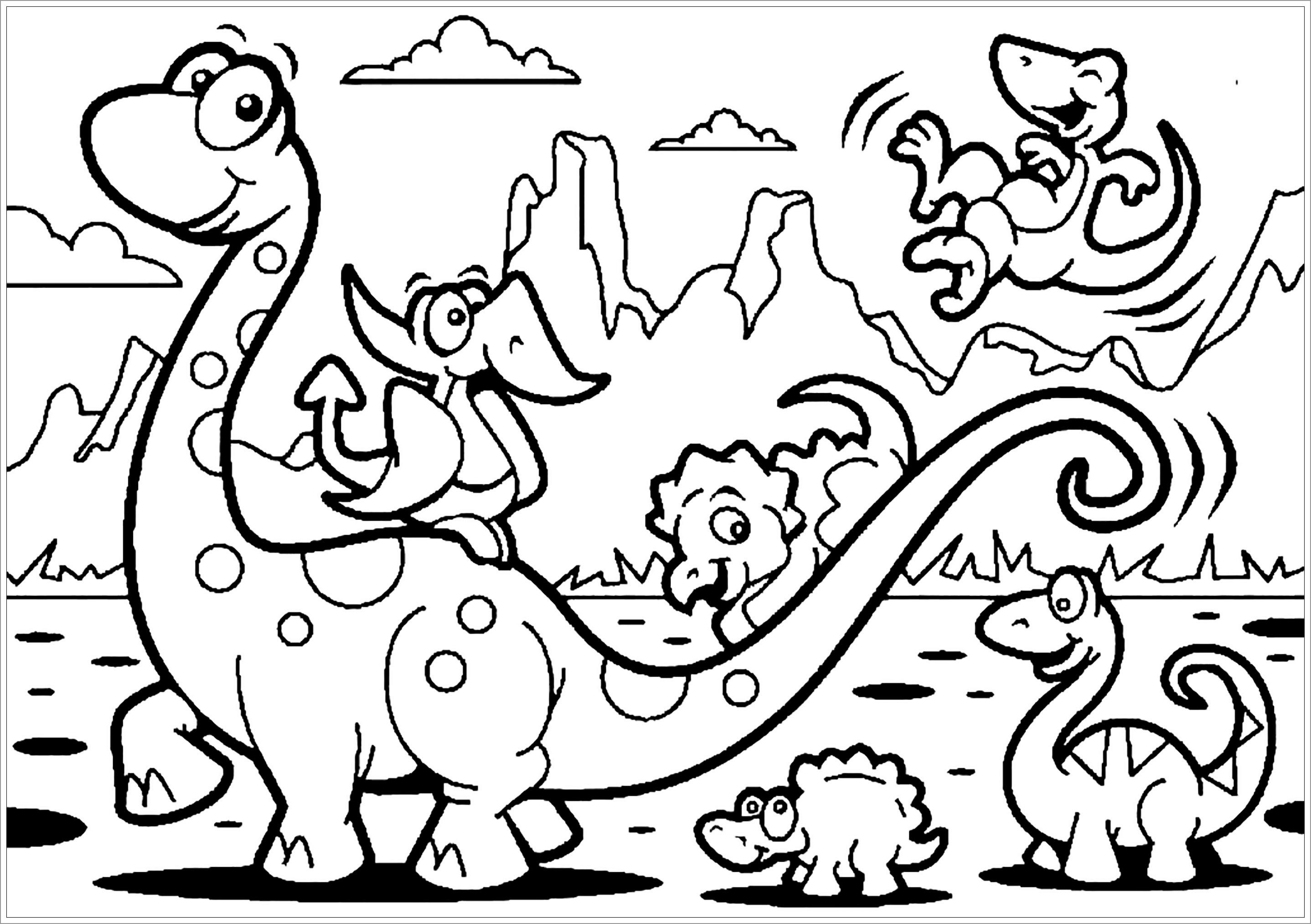 Dinosaur Coloring Page for toddlers   ColoringBay