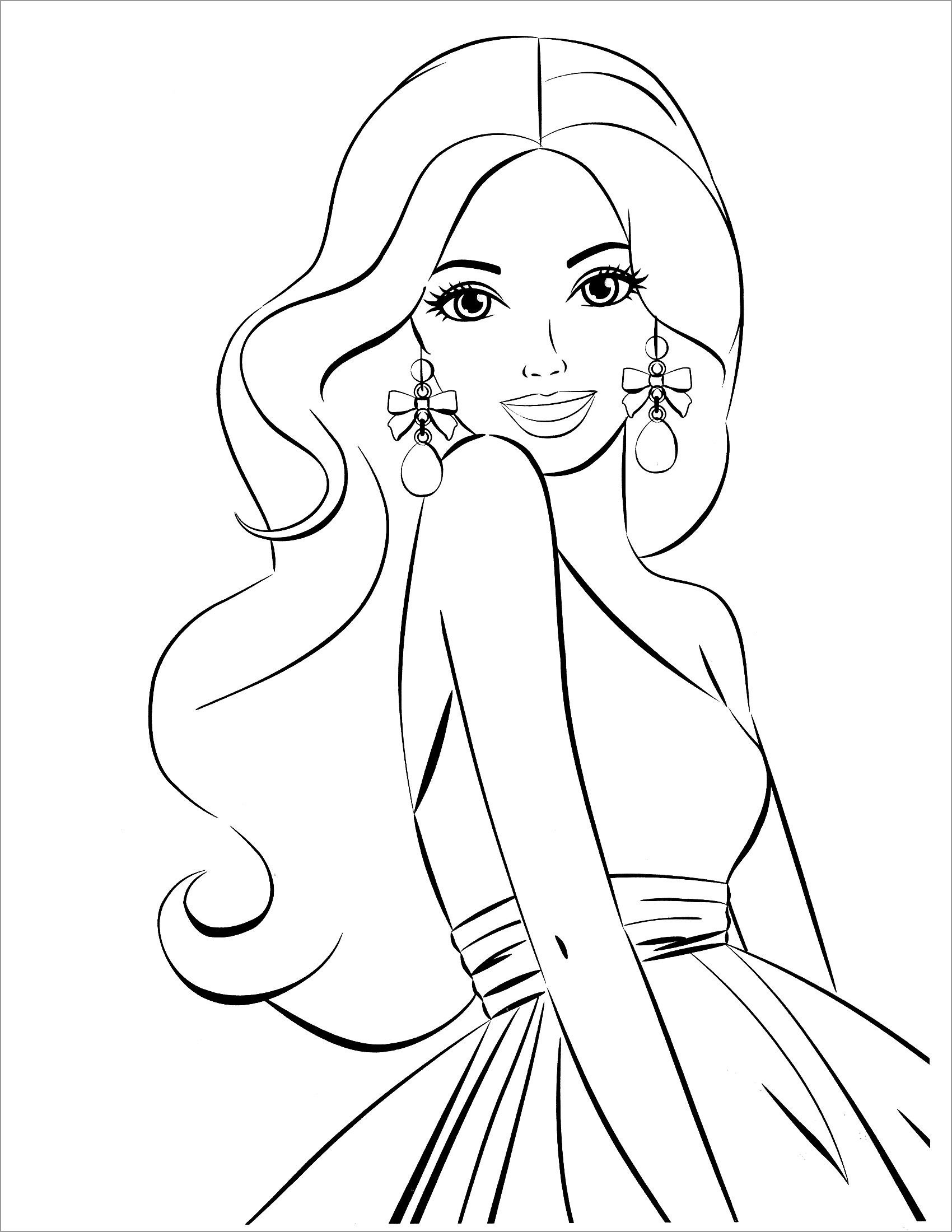 Easy Barbie Coloring Page for Kids