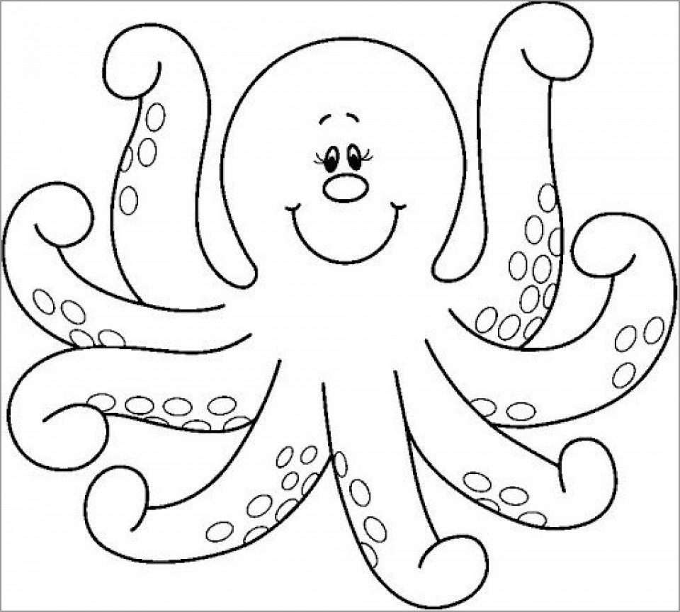 Easy Octopus Coloring Page   ColoringBay