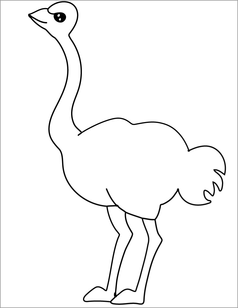 Easy Ostrich Coloring Pages