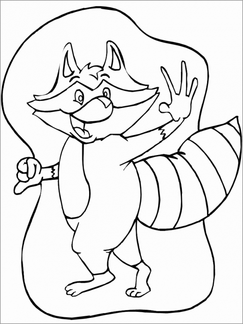Easy Raccoon Coloring Page