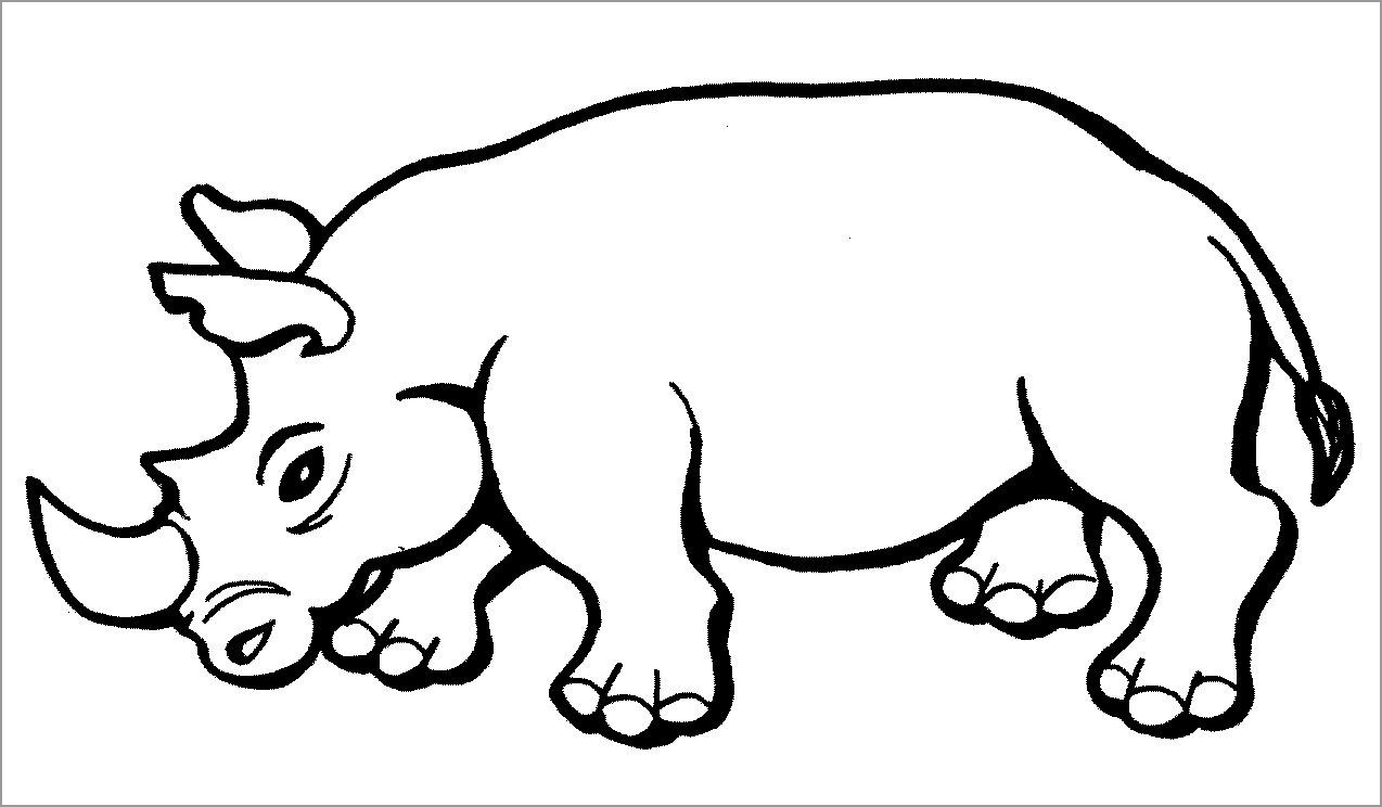 Easy Rhino Coloring Pages for Kids