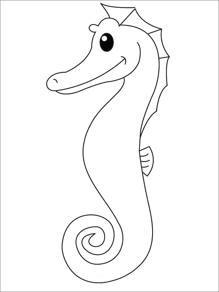 Easy Seahorse Coloring Page