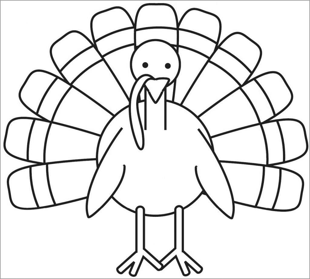 Easy Turkey Coloring Pages For Kids ColoringBay