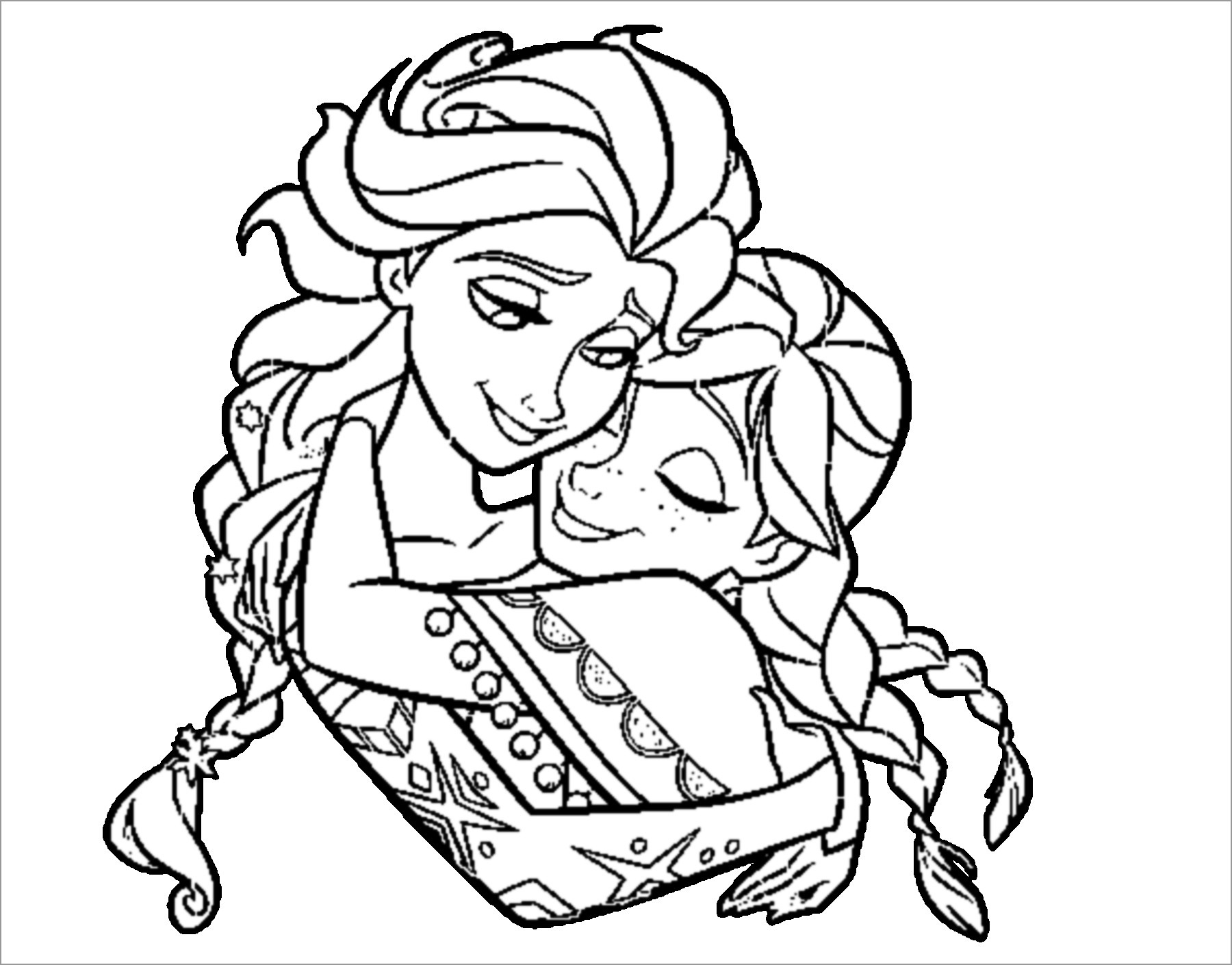 Elsa and Anna Frozen Coloring Page for Kids