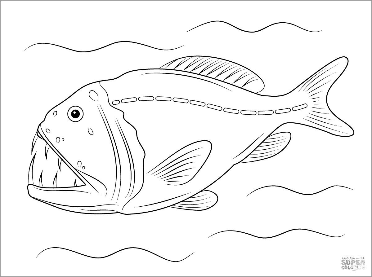Fangtooth Deep Sea Fish Coloring Page
