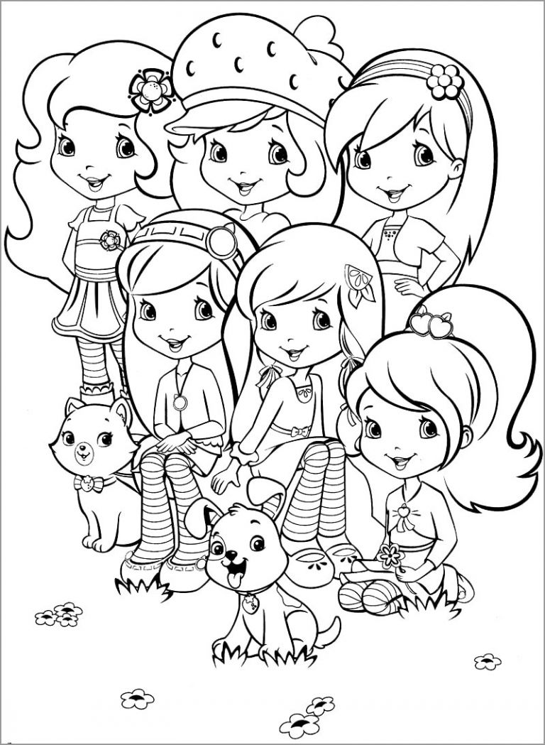 Fantastic Strawberry Shortcake and Friends Coloring Page - ColoringBay