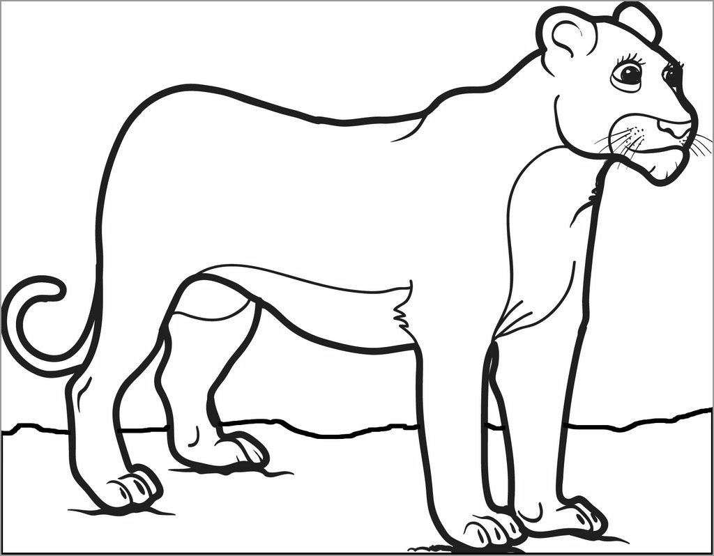 Female Lion Coloring Page for Kids
