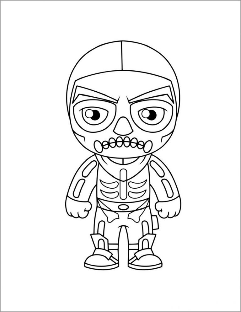 Fortnite Skull Trooper Chibi Coloring Page - ColoringBay