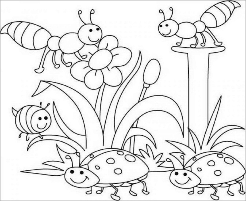 Free Printable Bug Insects Coloring Pages for Kids   ColoringBay