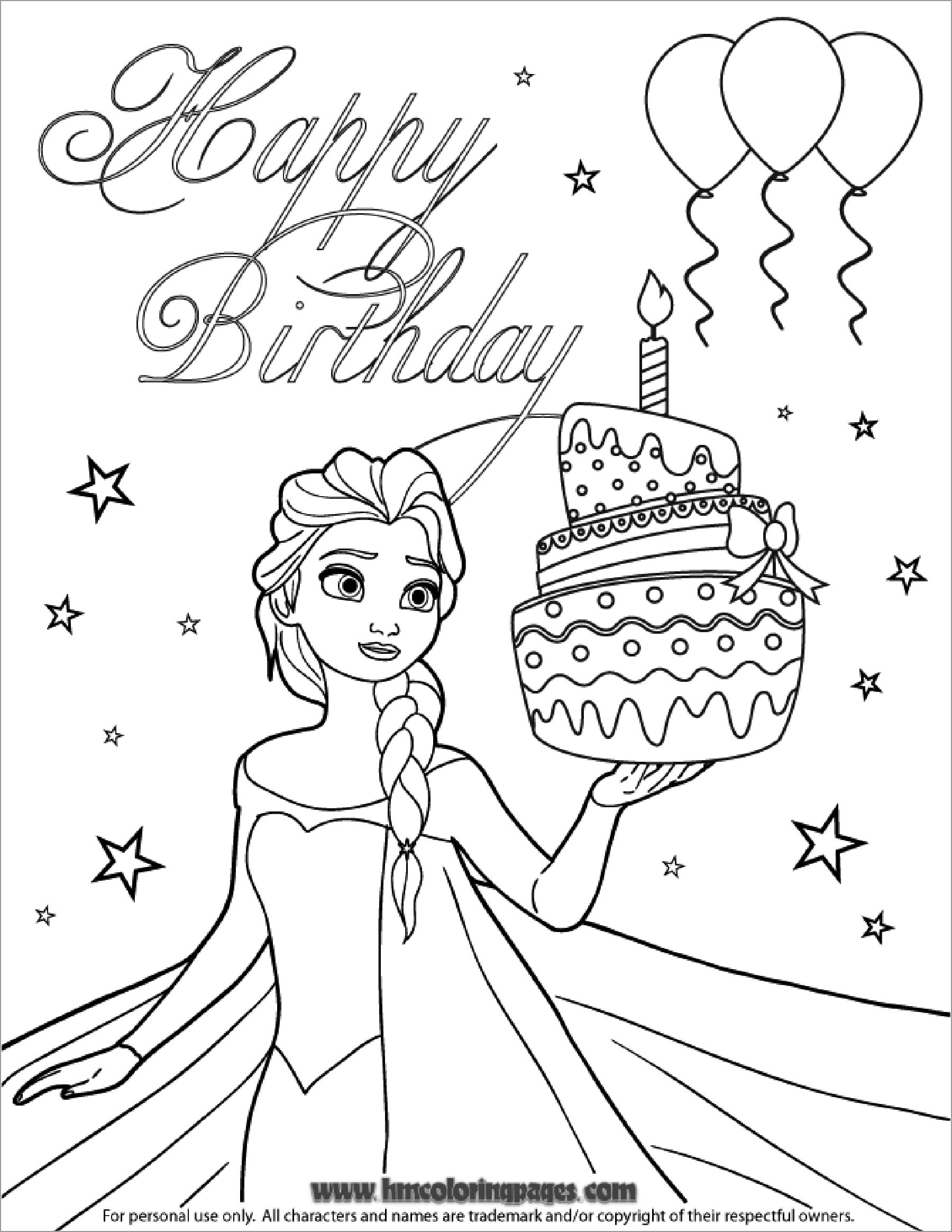 Frozen Coloring Page Happy Birthday