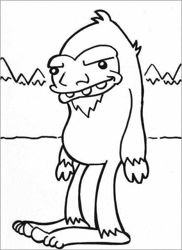 Funny Bigfoot Coloring Page for Preschooler