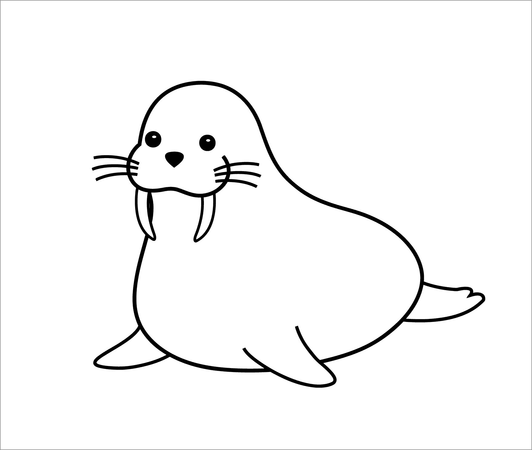 Funny Cartoon Walrus Coloring Pages for Kids