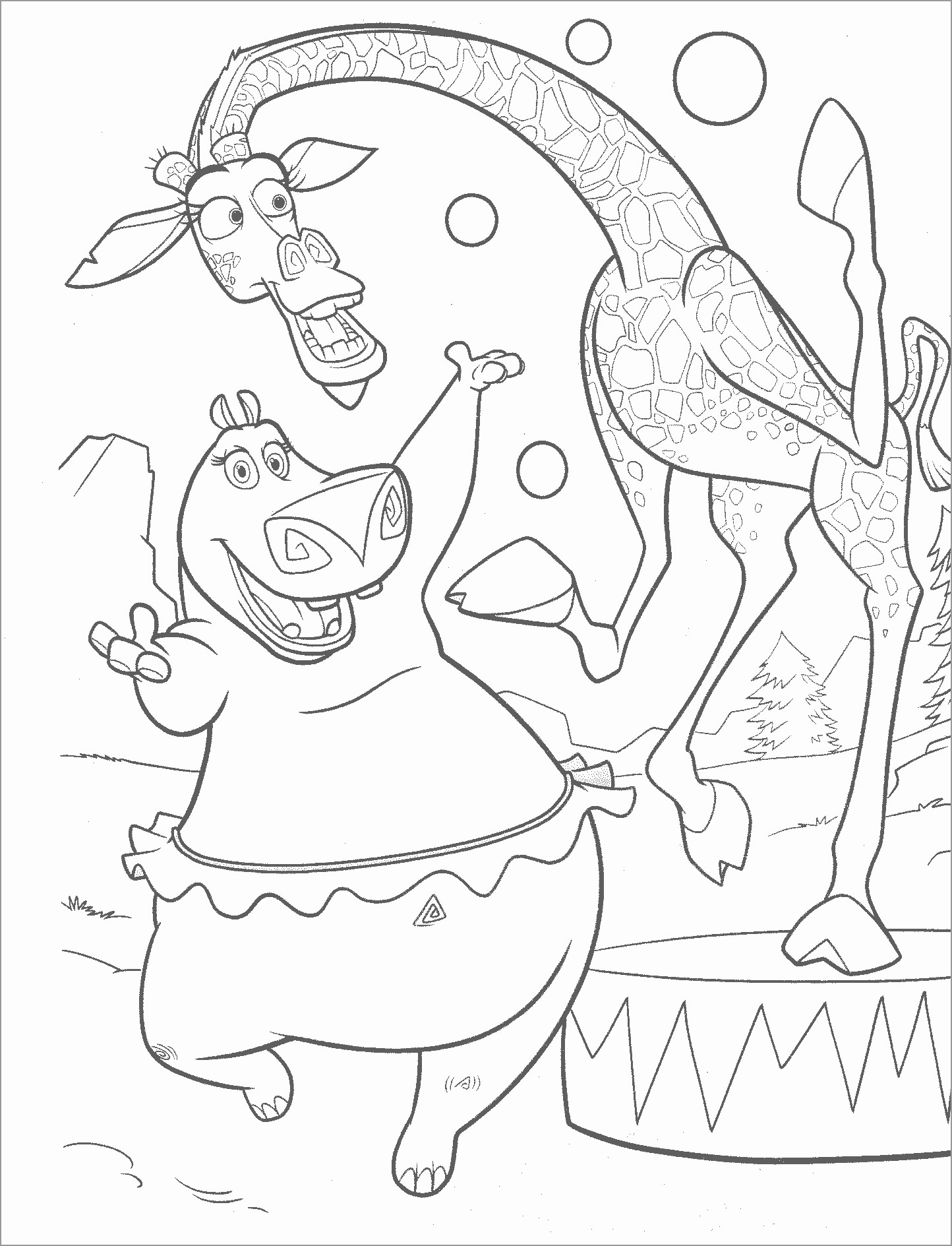 Funny Madagascar Animals Coloring Page