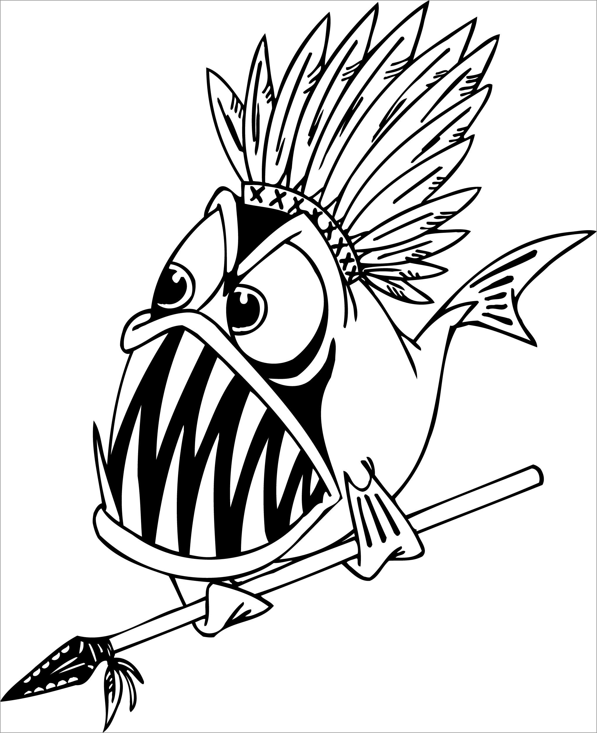 Funny Piranha Coloring Page