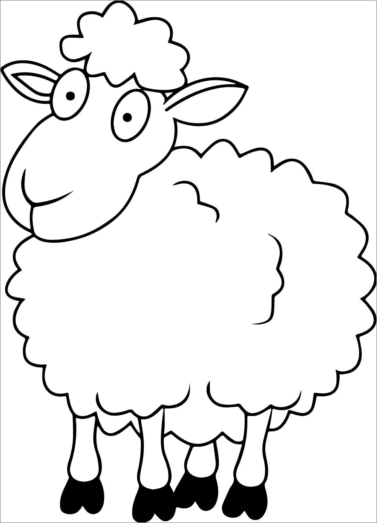 Funny Sheep Coloring Page for Kids   ColoringBay