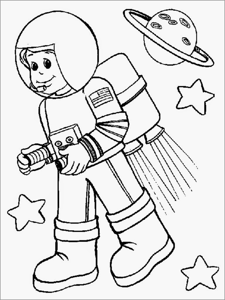 Girl astronaut Coloring Page for Kids