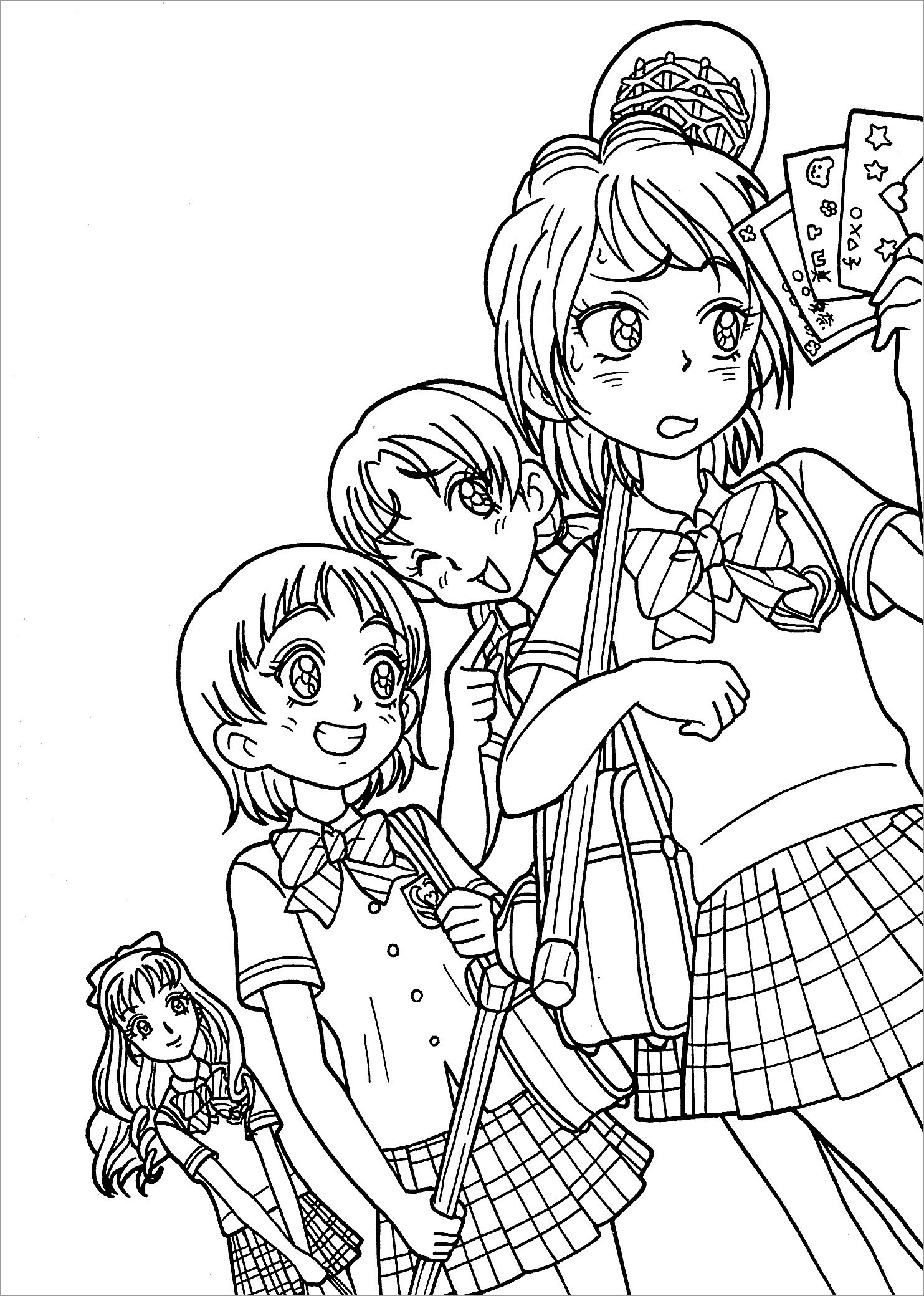Girls Anime Coloring Page for Adults   ColoringBay