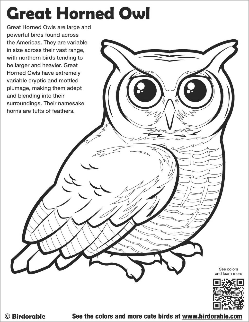 Great Horned Owl Coloring Page