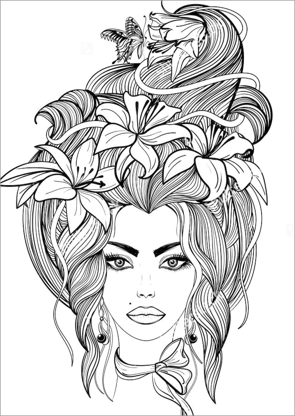 Hair Coloring Pages - ColoringBay