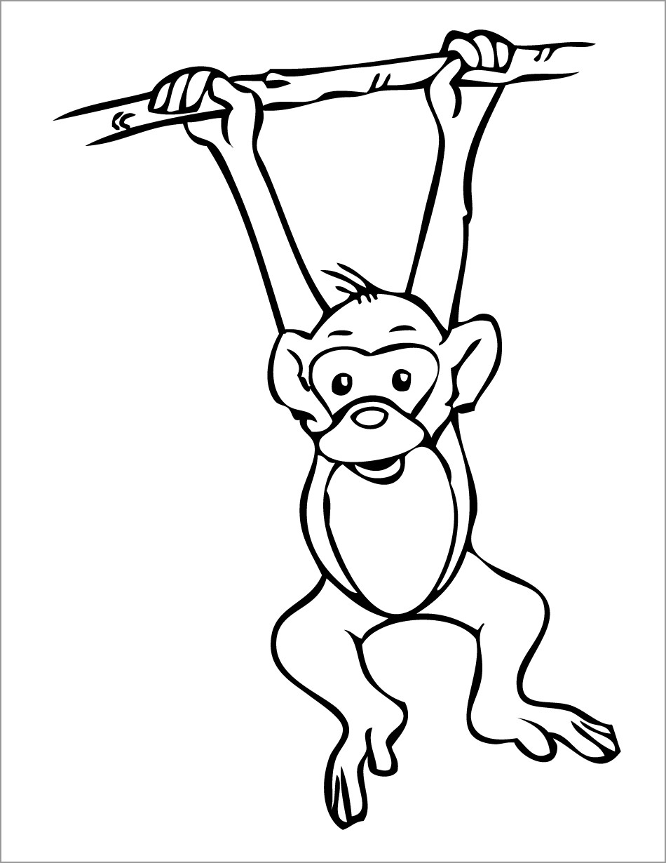 Hanging Monkey Coloring Page   ColoringBay