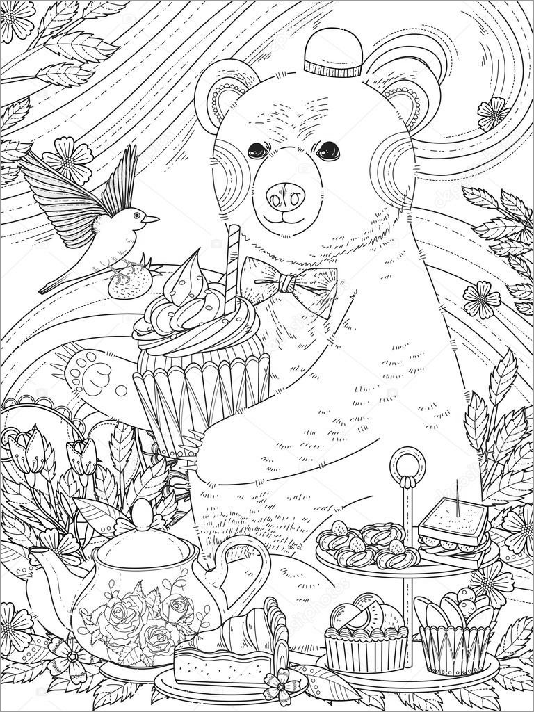 Hard Bear Coloring Page