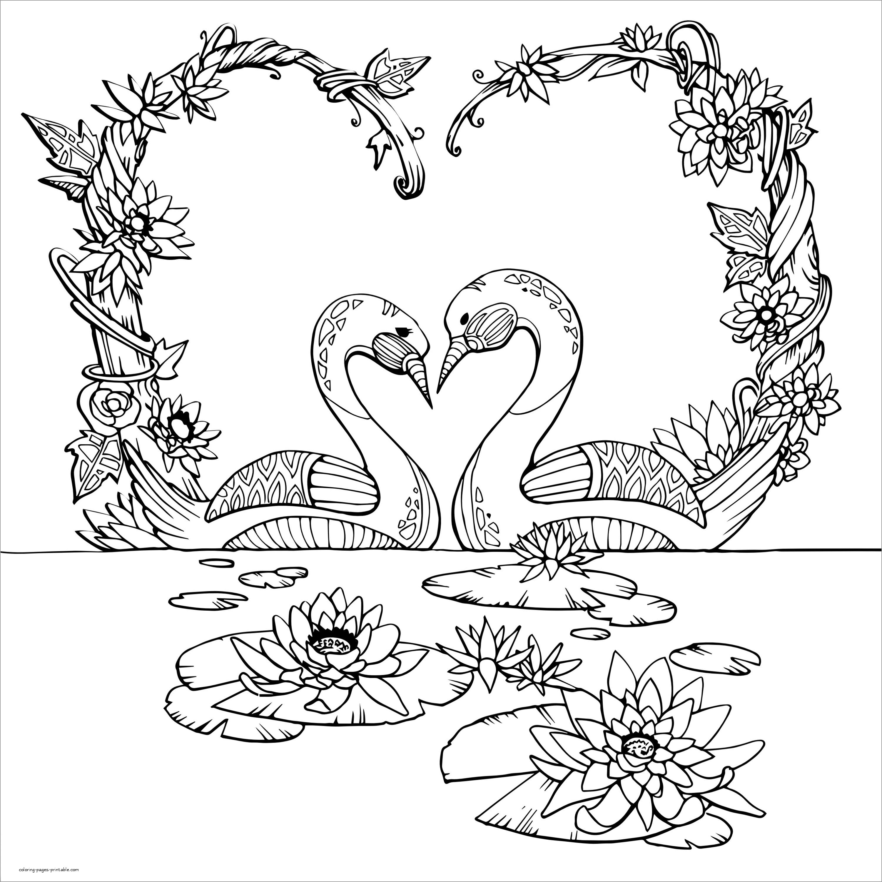 Hard Swan Coloring Page for Adult