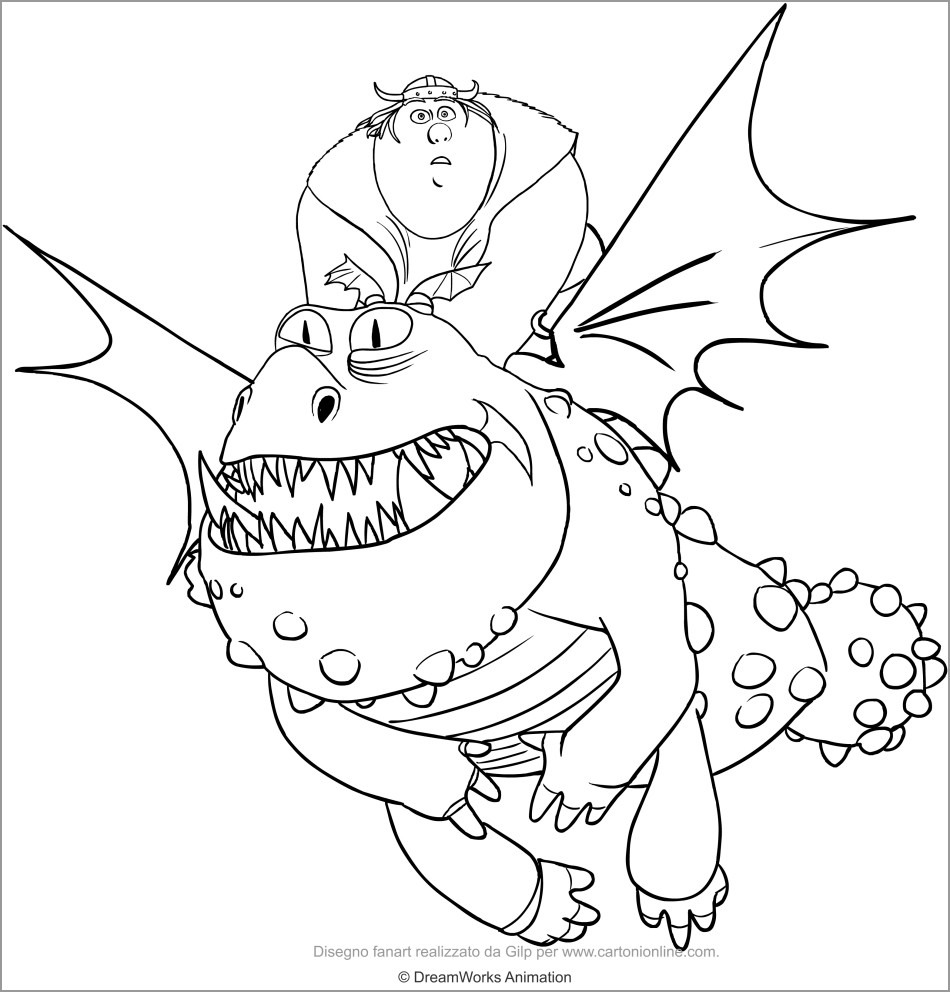 How to Train Your Dragon Fishlegs On Meatlug Coloring Page