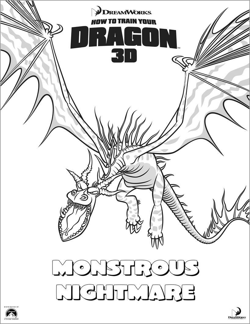 How to Train Your Dragon Monstrous Nightmare Coloring Page