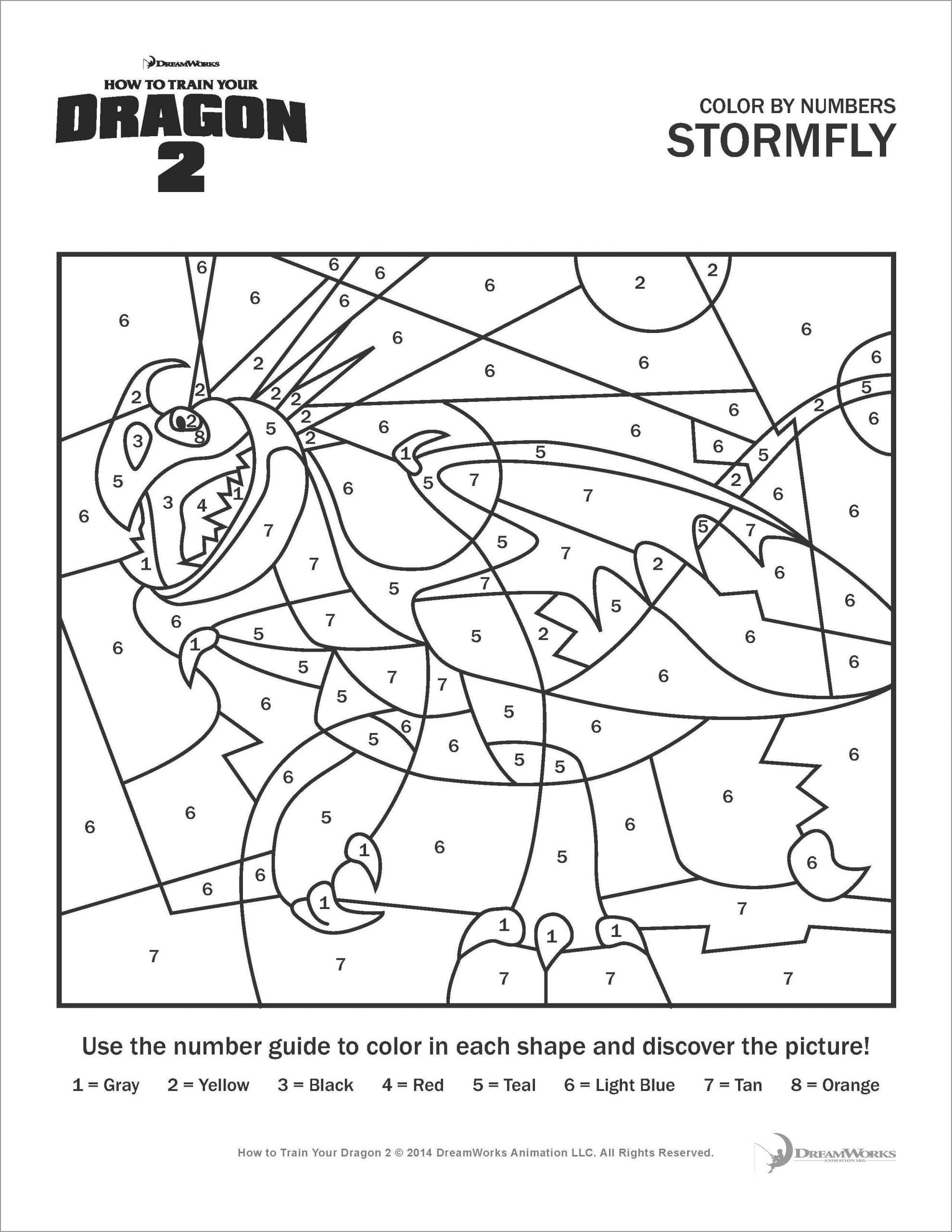 How to Train Your Dragon Stormfly Color by Number Coloring Page ...