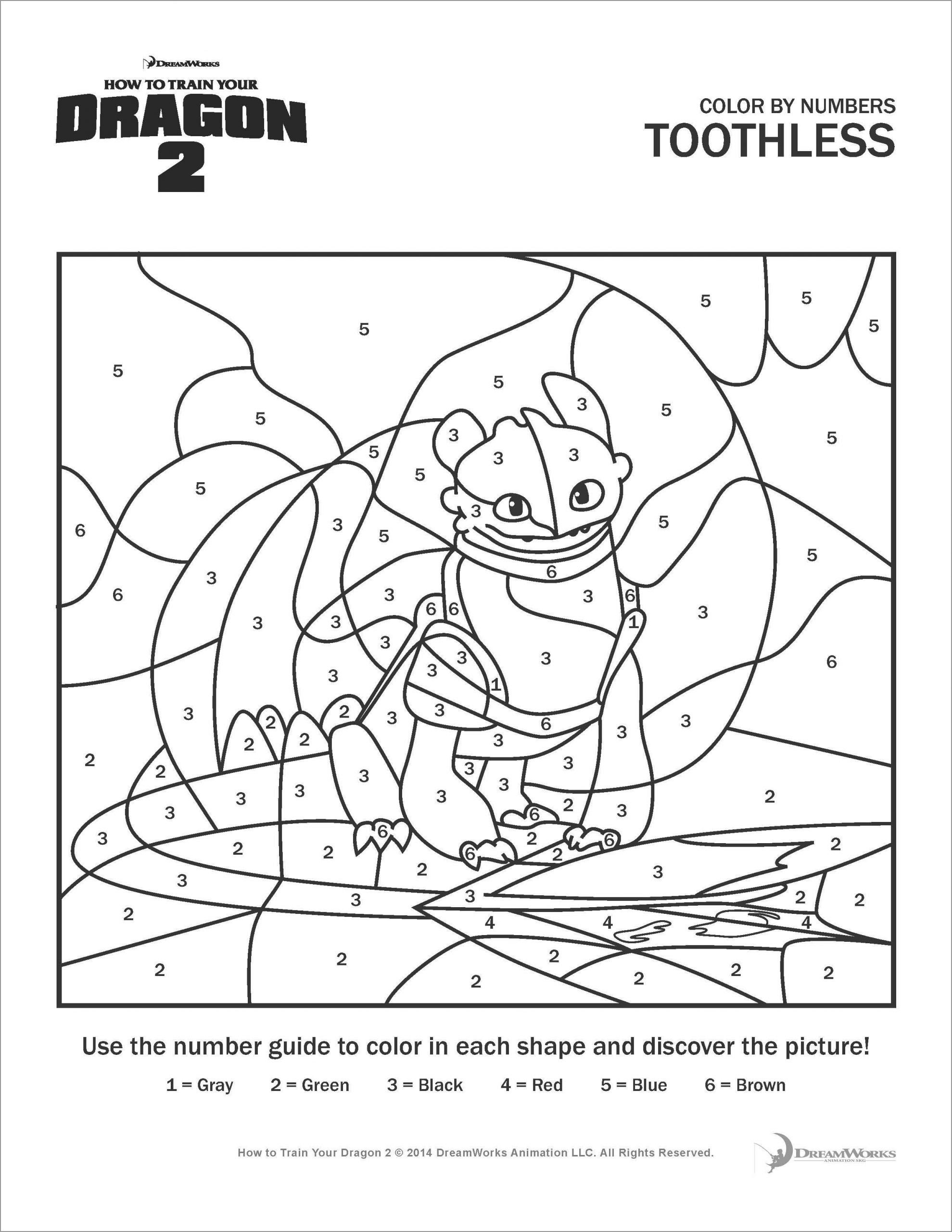 How To Train Your Dragon Toothless Color By Number Coloring Page Coloringbay